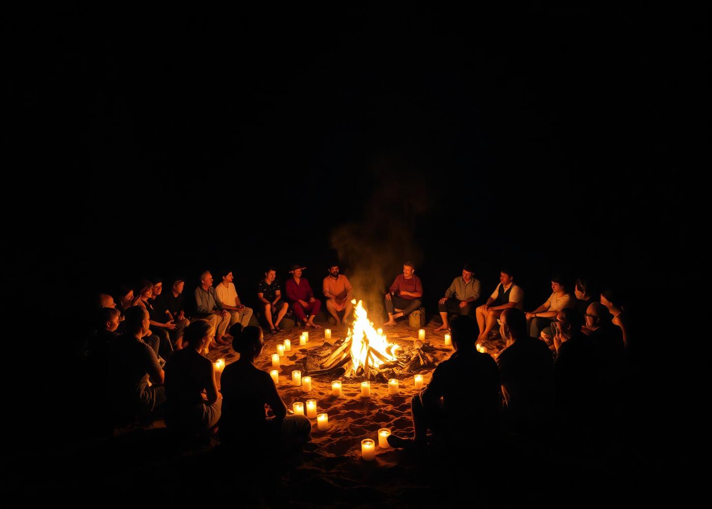 Círculo de fuego en la playa